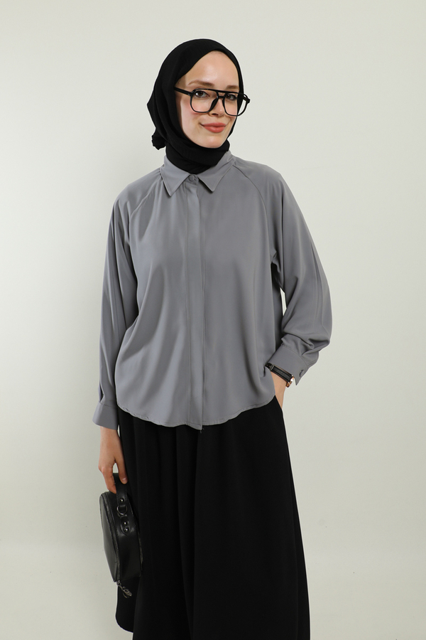 Kısa Gömlek Gri - 4