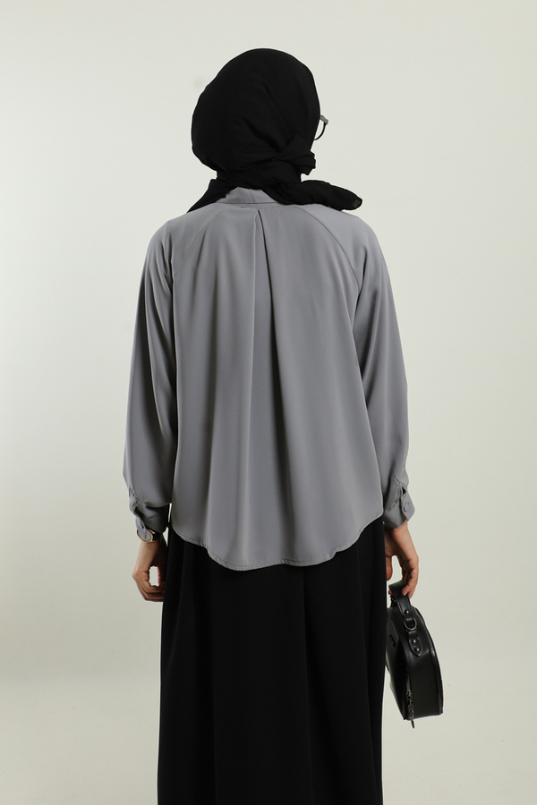 Kısa Gömlek Gri - 5