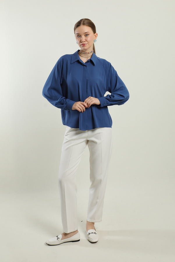 Kısa Gömlek İndigo - 4