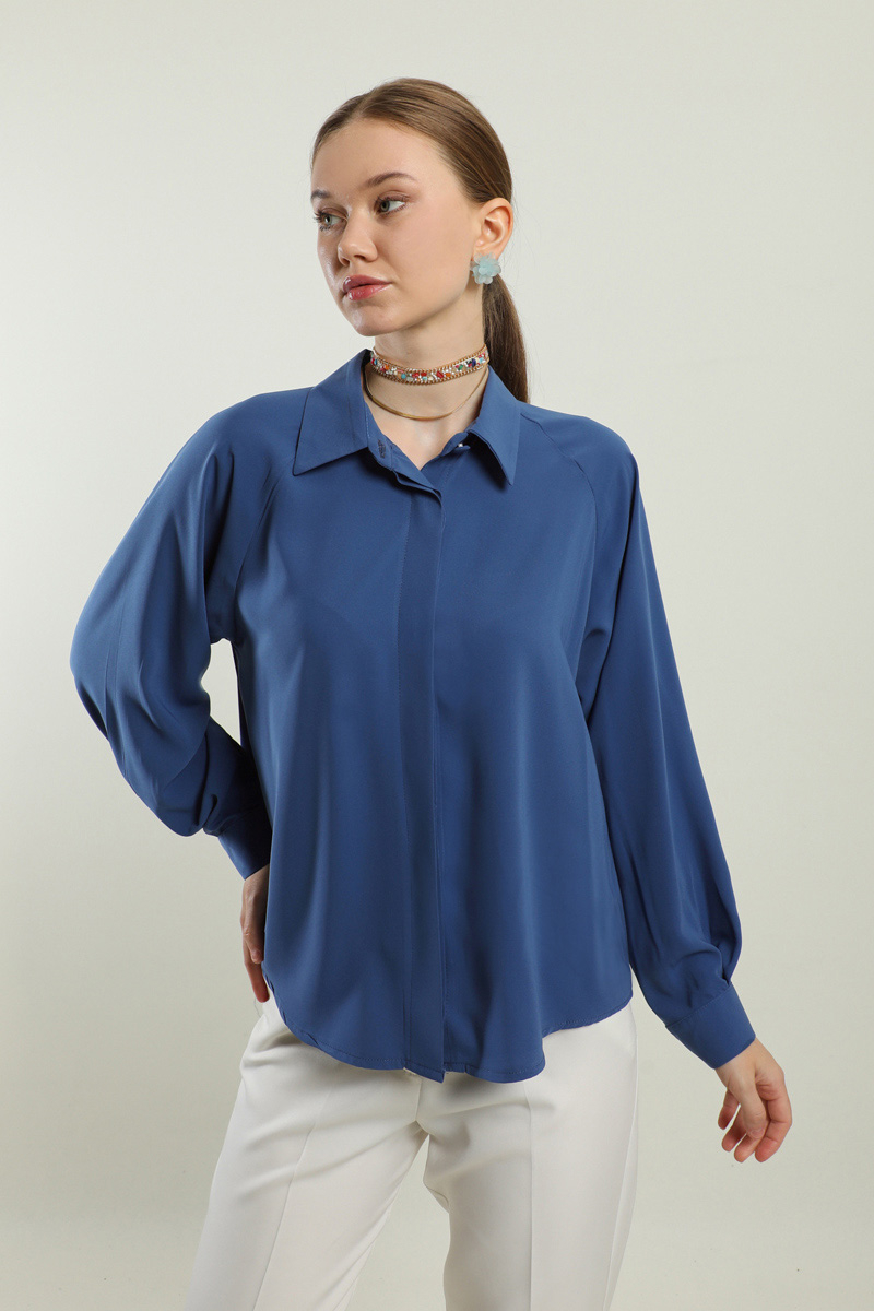 Kısa Gömlek İndigo