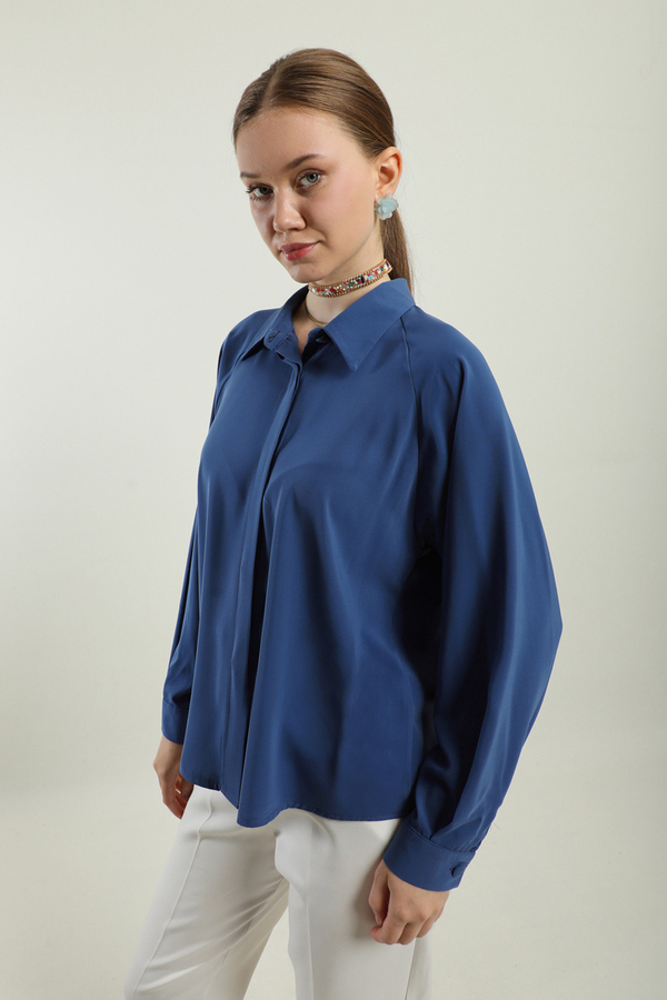 Kısa Gömlek İndigo - 5