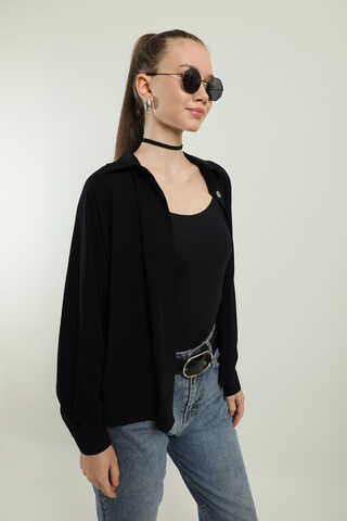 Kısa Gömlek Siyah - 5