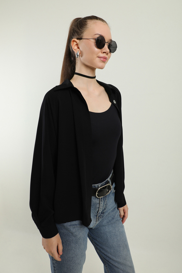 Kısa Gömlek Siyah - 5