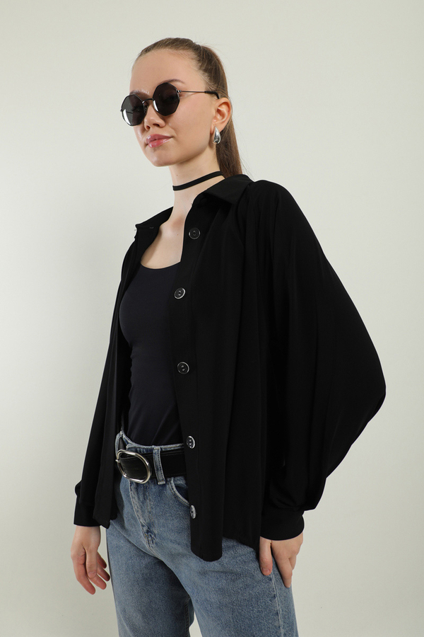 Kısa Gömlek Siyah - 6