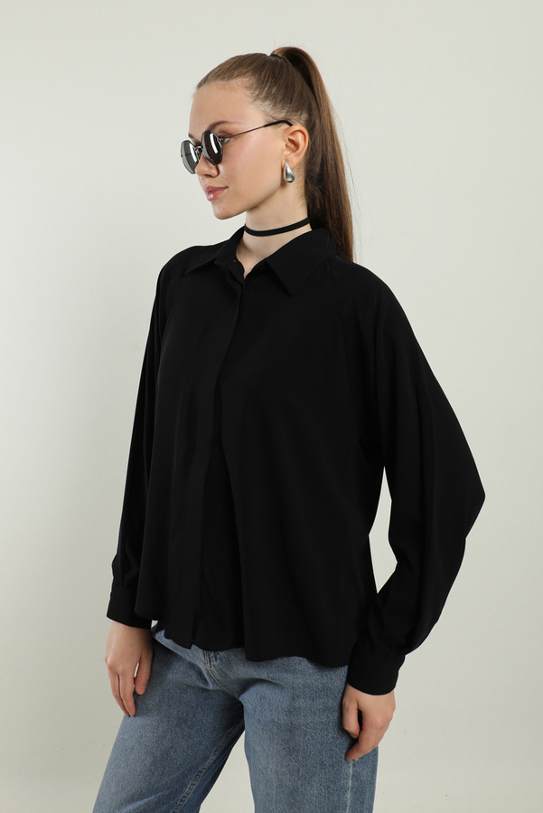 Kısa Gömlek Siyah - 7