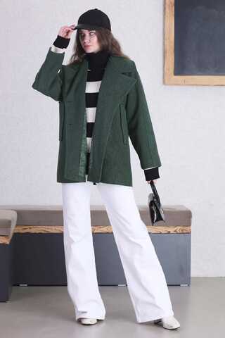 Kısa Kaşe Kaban  Koyu Yeşil - 3