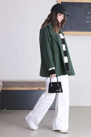 Kısa Kaşe Kaban Koyu Yeşil - 4