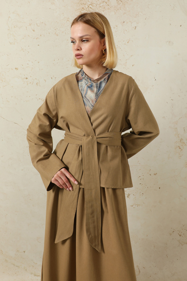 Kimonolu Etek Takım Camel - 3