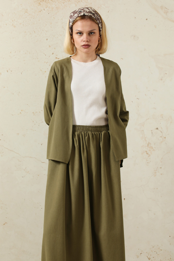 Kimonolu Etek Takım Haki - 4