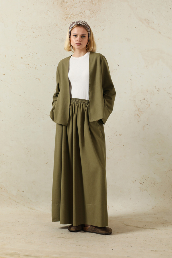 Kimonolu Etek Takım Haki 