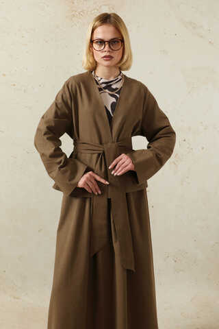 Kimonolu Etek Takım Kahverengi - 4