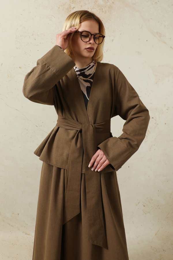 Kimonolu Etek Takım Kahverengi - 2