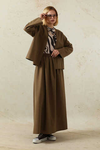 Kimonolu Etek Takım Kahverengi - 3