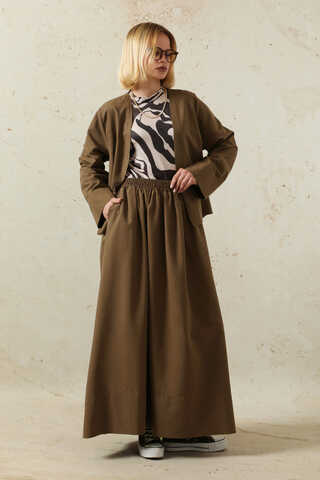 Kimonolu Etek Takım Kahverengi - 5