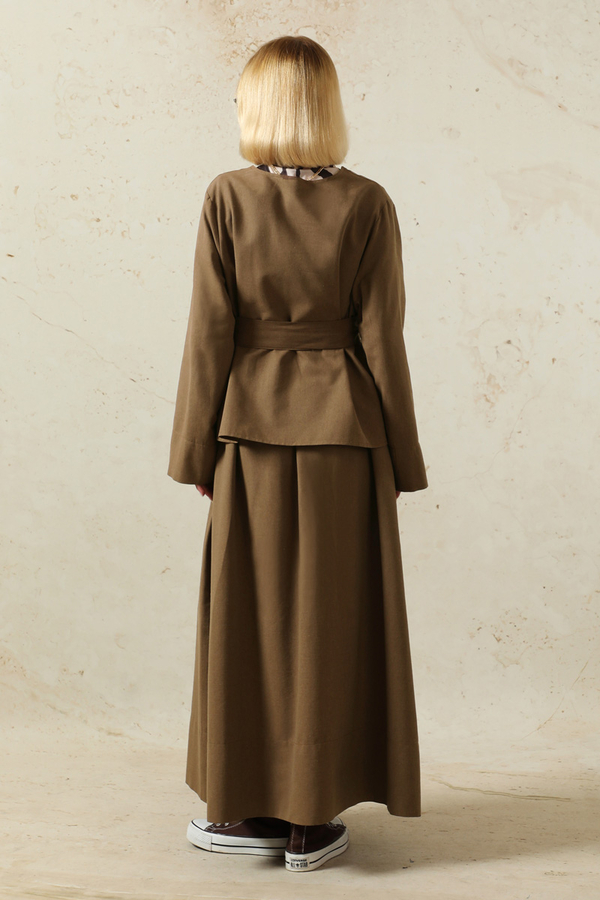 Kimonolu Etek Takım Kahverengi - 6