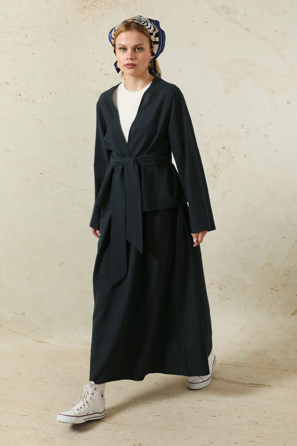 Kimonolu Etek Takım Lacivert - 7