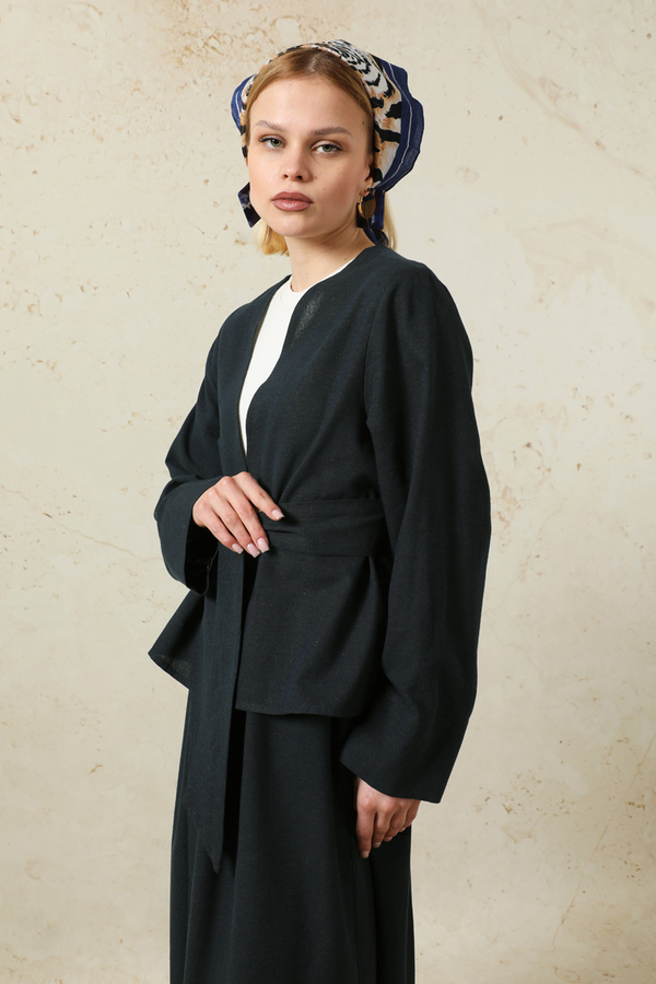 Kimonolu Etek Takım Lacivert - 8