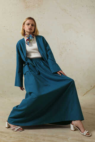 Kimonolu Etek Takım İndigo - 1