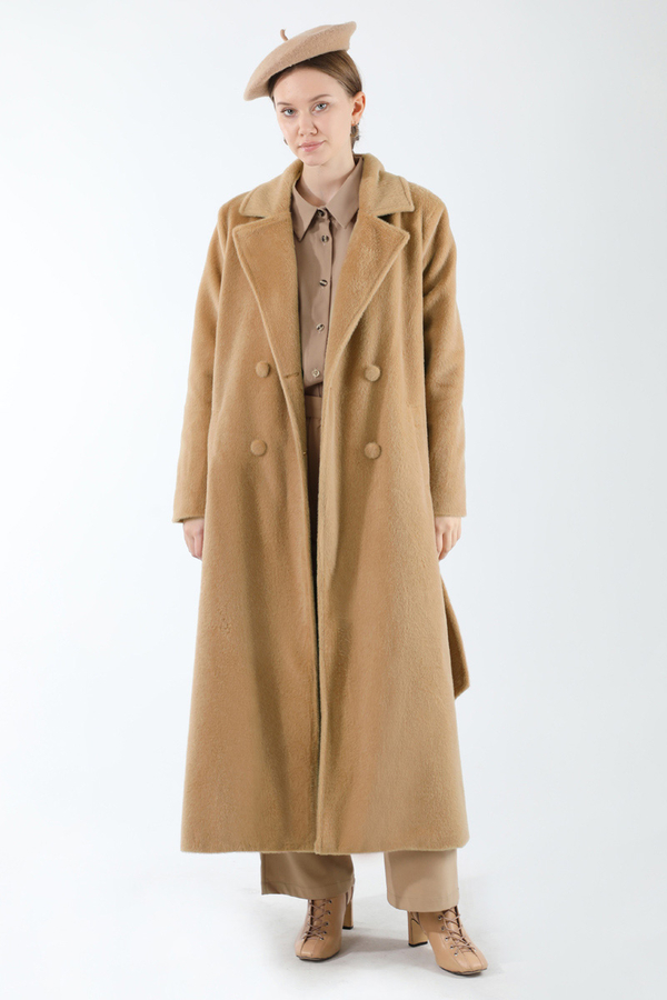 Kısa Tüylü Oversize Kaban Camel - 1