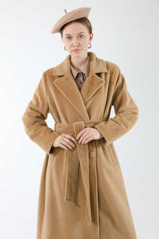 Kısa Tüylü Oversize Kaban Camel - 2