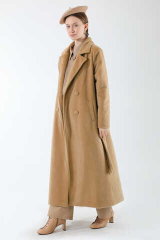 Kısa Tüylü Oversize Kaban Camel - 5