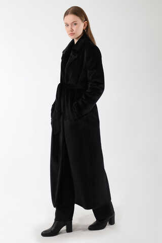 Kısa Tüylü Oversize Kaban Siyah - 5