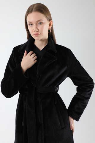 Kısa Tüylü Oversize Kaban Siyah - 2