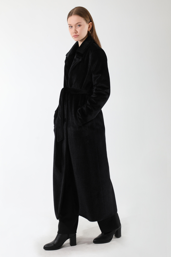 Kısa Tüylü Oversize Kaban Siyah - 5