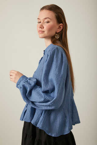 Kısa Vual Gömlek İndigo - 7