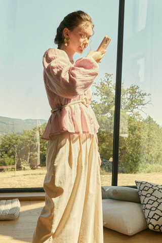 Kısa Vual Gömlek Pudra - 3