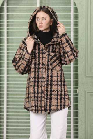 Kıvırcık Kapüşonlu Gömlek Ceket Kahve - 7