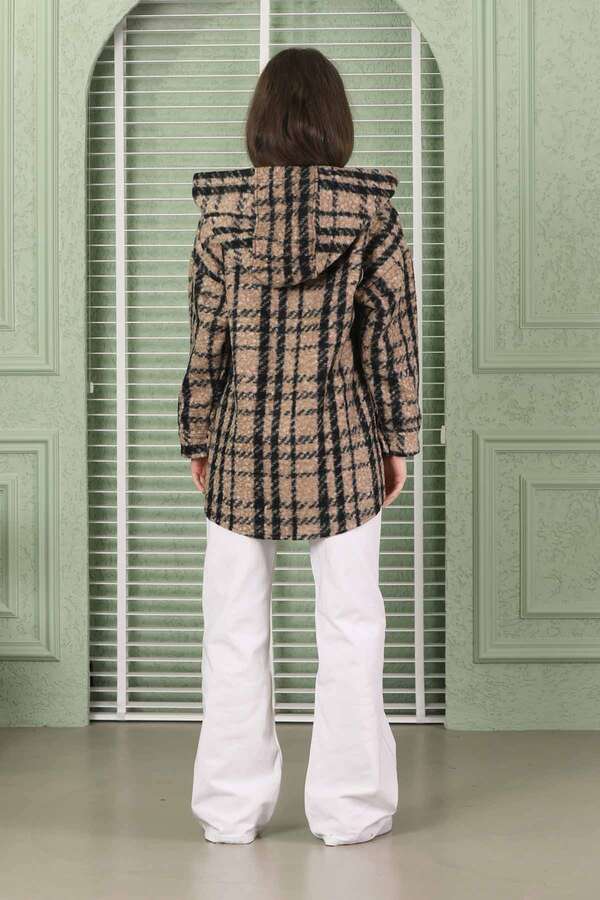 Kıvırcık Kapüşonlu Gömlek Ceket Kahve - 8