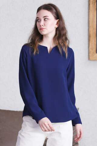 Klasik Bluz Saks Mavisi - 5