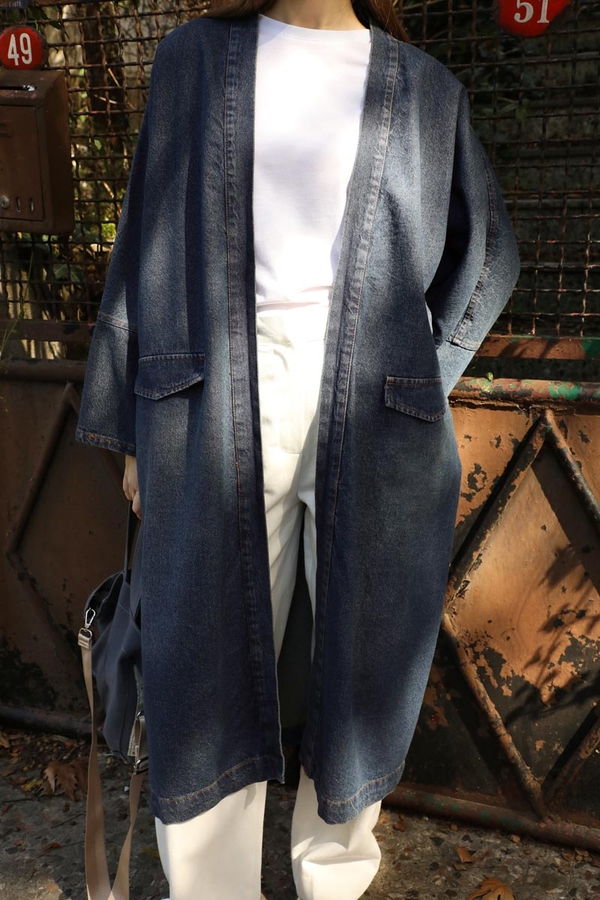 Klasik Denim Kap Koyu Mavi - 8