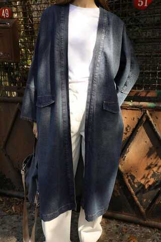 Klasik Denim Kap Koyu Mavi - 8