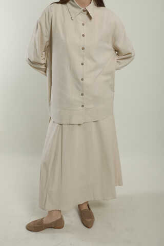 Klasik Keten Etek Takım Bej - 1