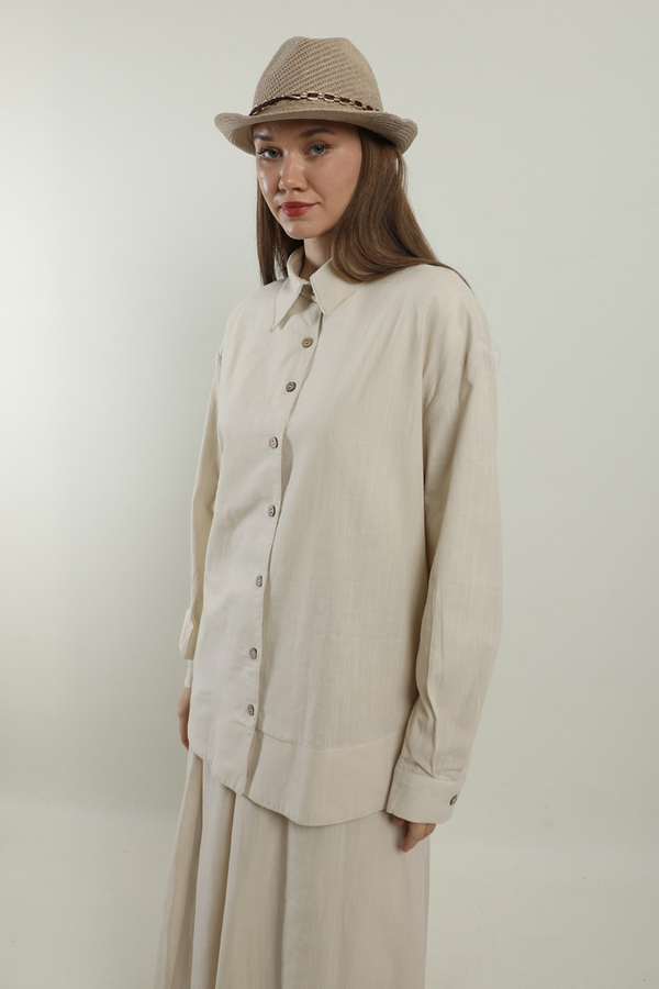 Klasik Keten Etek Takım Bej - 6