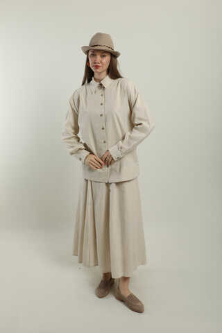 Klasik Keten Etek Takım Bej - 2