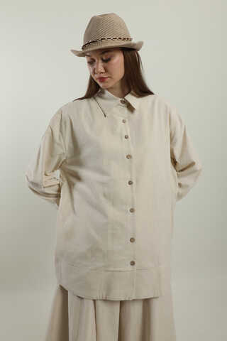 Klasik Keten Etek Takım Bej - 3