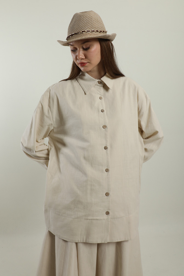 Klasik Keten Etek Takım Bej - 3