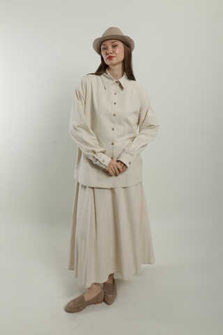 Klasik Keten Etek Takım Bej - 4