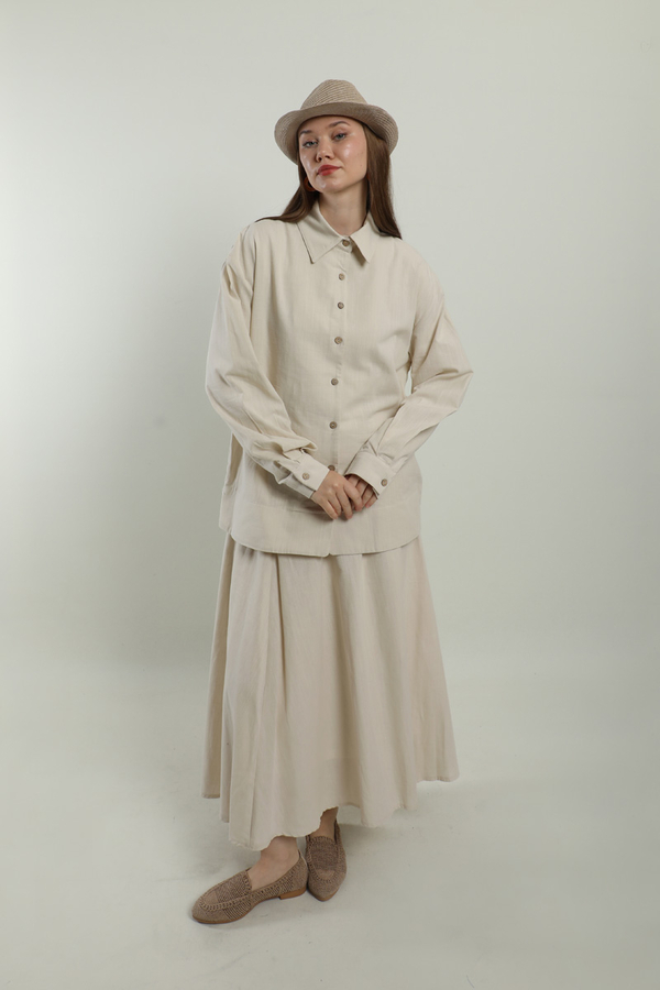 Klasik Keten Etek Takım Bej - 4