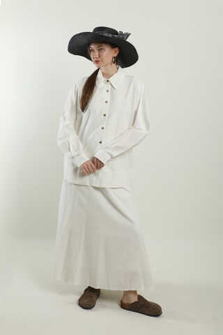 Klasik Keten Etek Takım Beyaz - 1