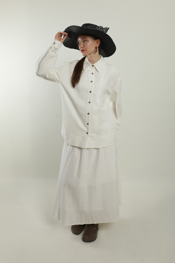 Klasik Keten Etek Takım Beyaz - 4