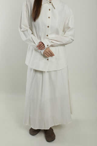 Klasik Keten Etek Takım Beyaz - 2