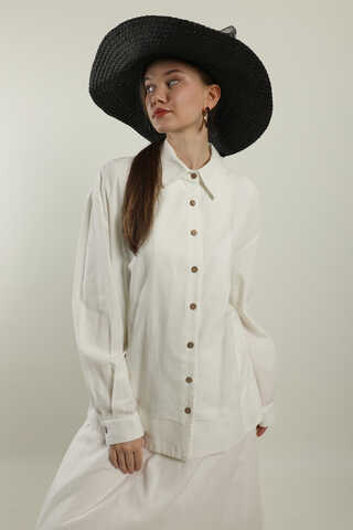 Klasik Keten Etek Takım Beyaz - 3