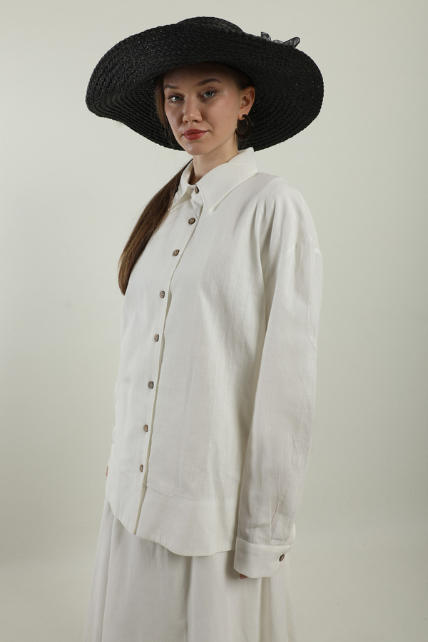 Klasik Keten Etek Takım Beyaz - 5