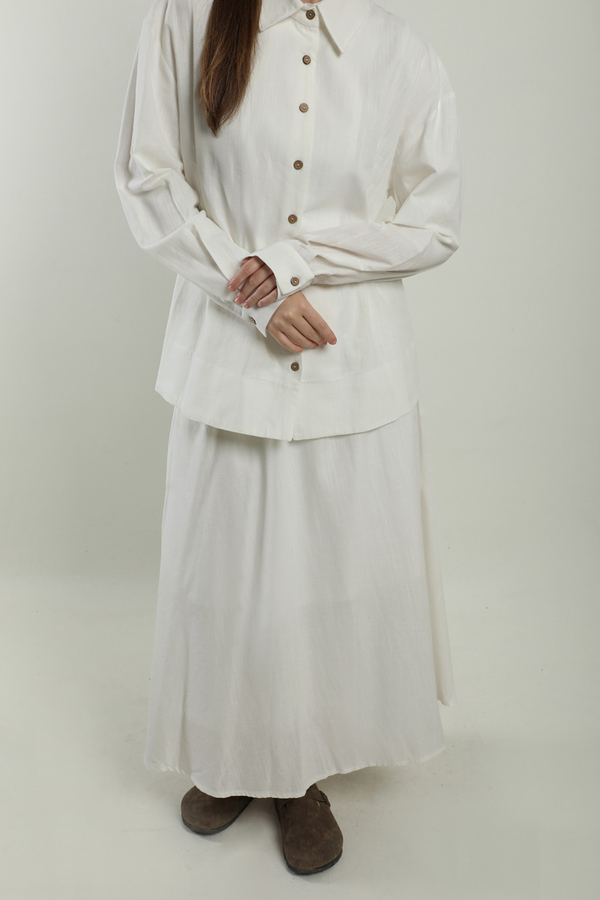 Klasik Keten Etek Takım Beyaz - 2