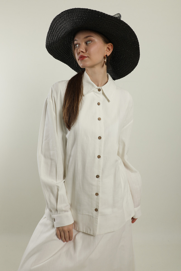 Klasik Keten Etek Takım Beyaz - 3