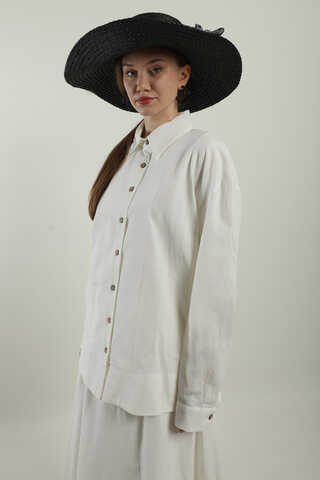 Klasik Keten Etek Takım Beyaz - 5